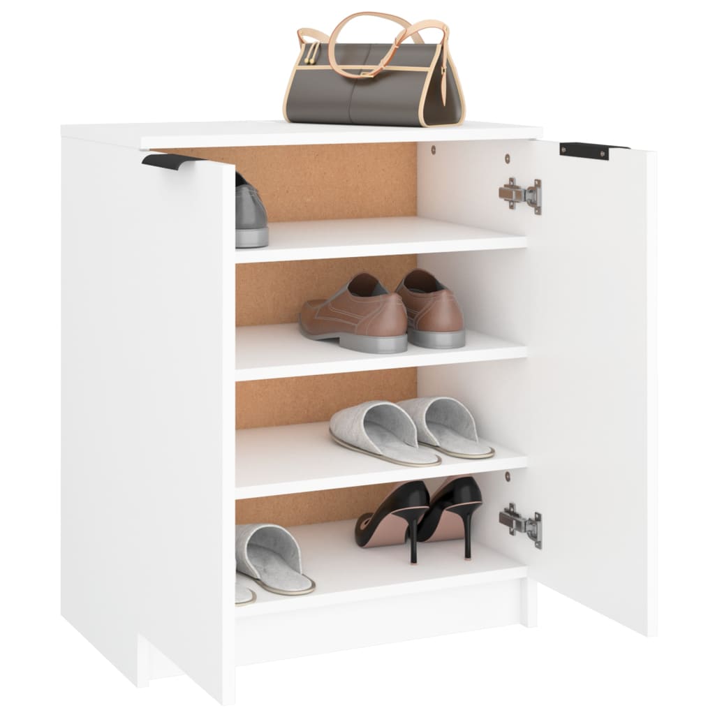 vidaXL Шкаф за обувки, бял, 59x35x70 см, инженерно дърво