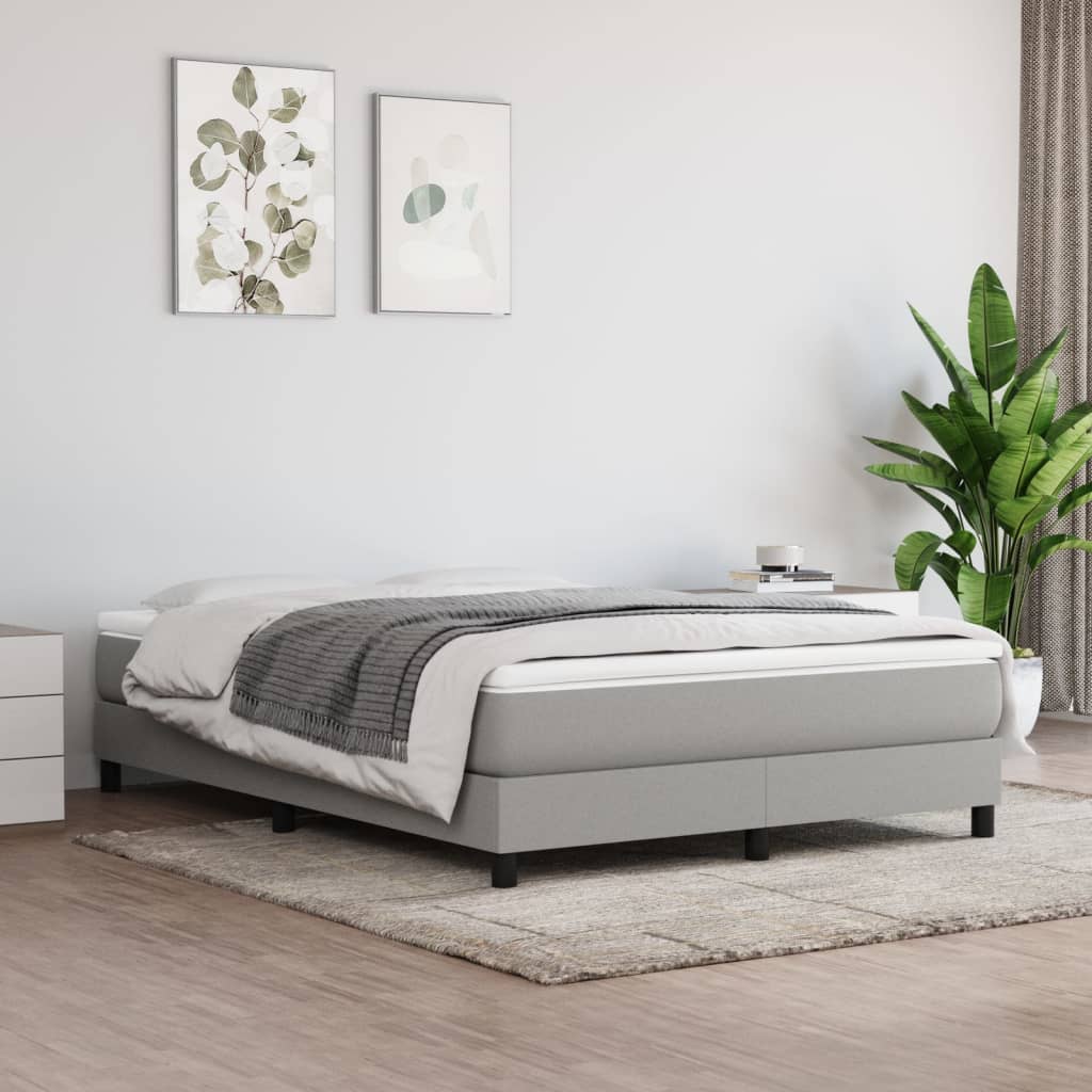 vidaXL Боксспринг легло с матрак, светлосиво, 160x200 см, плат