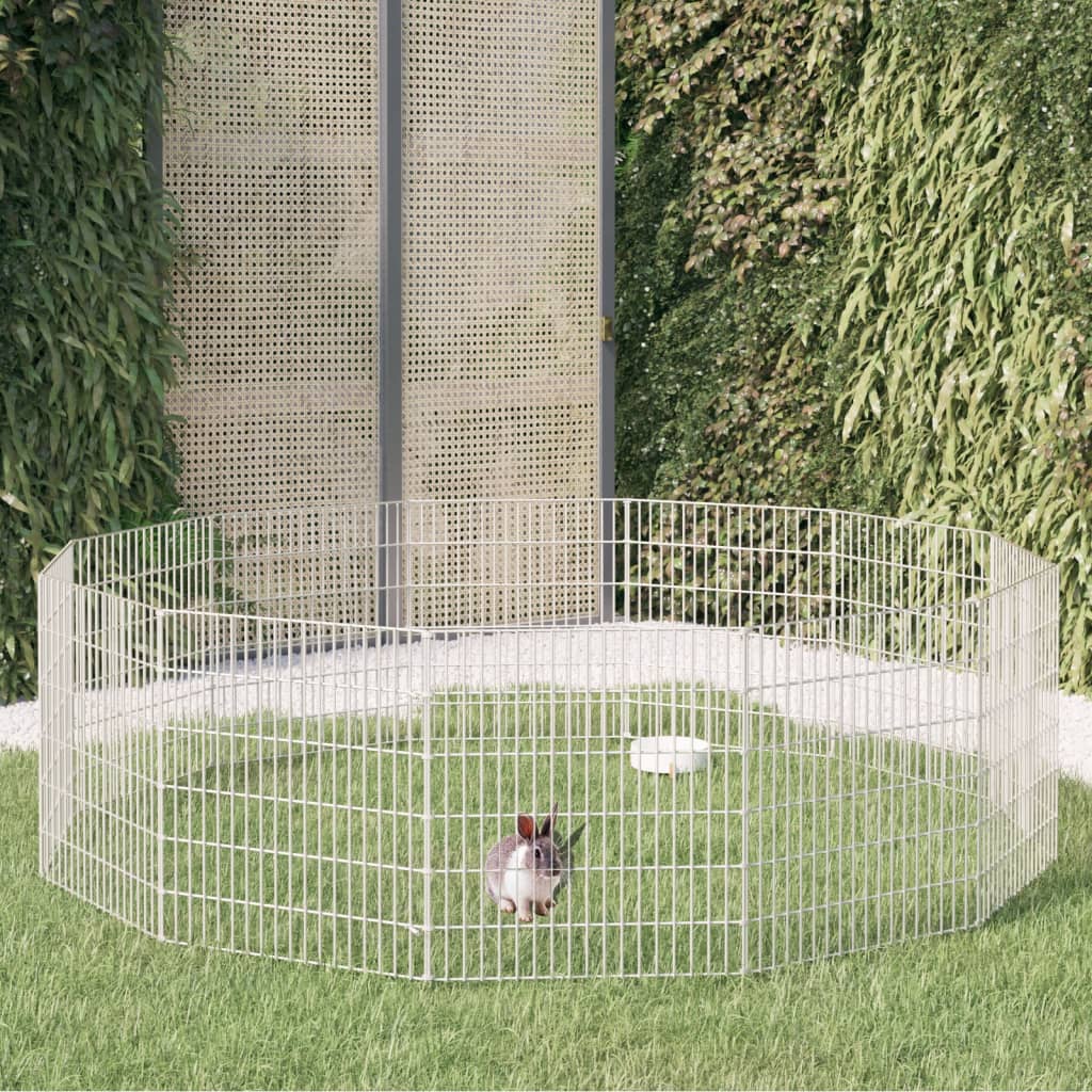 vidaXL Клетка за зайци, 12 панела, 54x60 см, поцинковано желязо