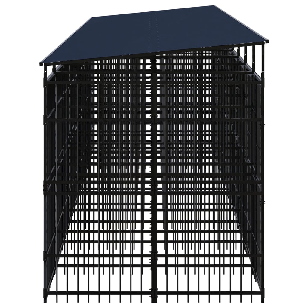 vidaXL Дворна клетка за кучета с покрив, стомана, 16,59 м²