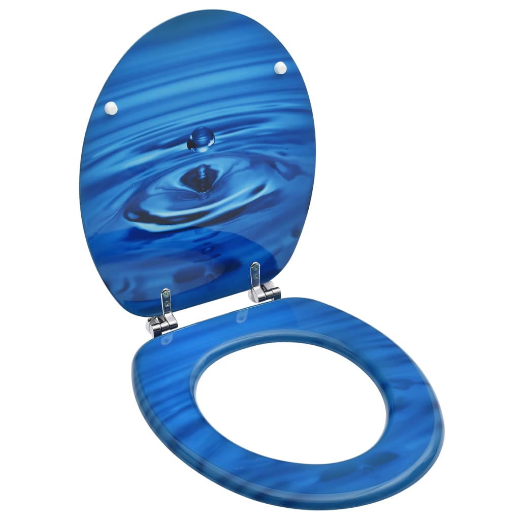 vidaXL WC тоалетна седалка с капак, МДФ, дизайн сини водни капки