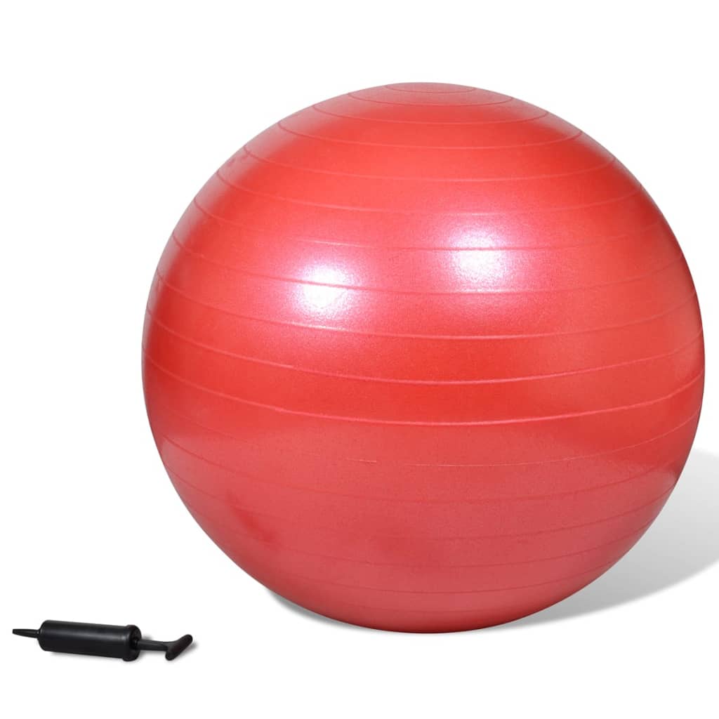 Топка за баланс за йога и фитнес, с помпа, 65 см, червена