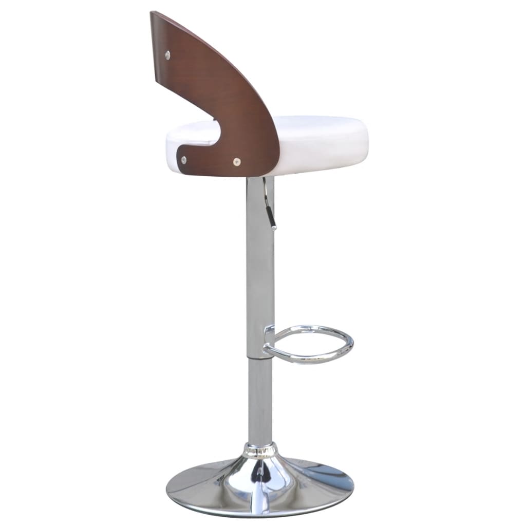 vidaXL Бар столове, 2 бр, дървена облегалка, изкуствена кожа