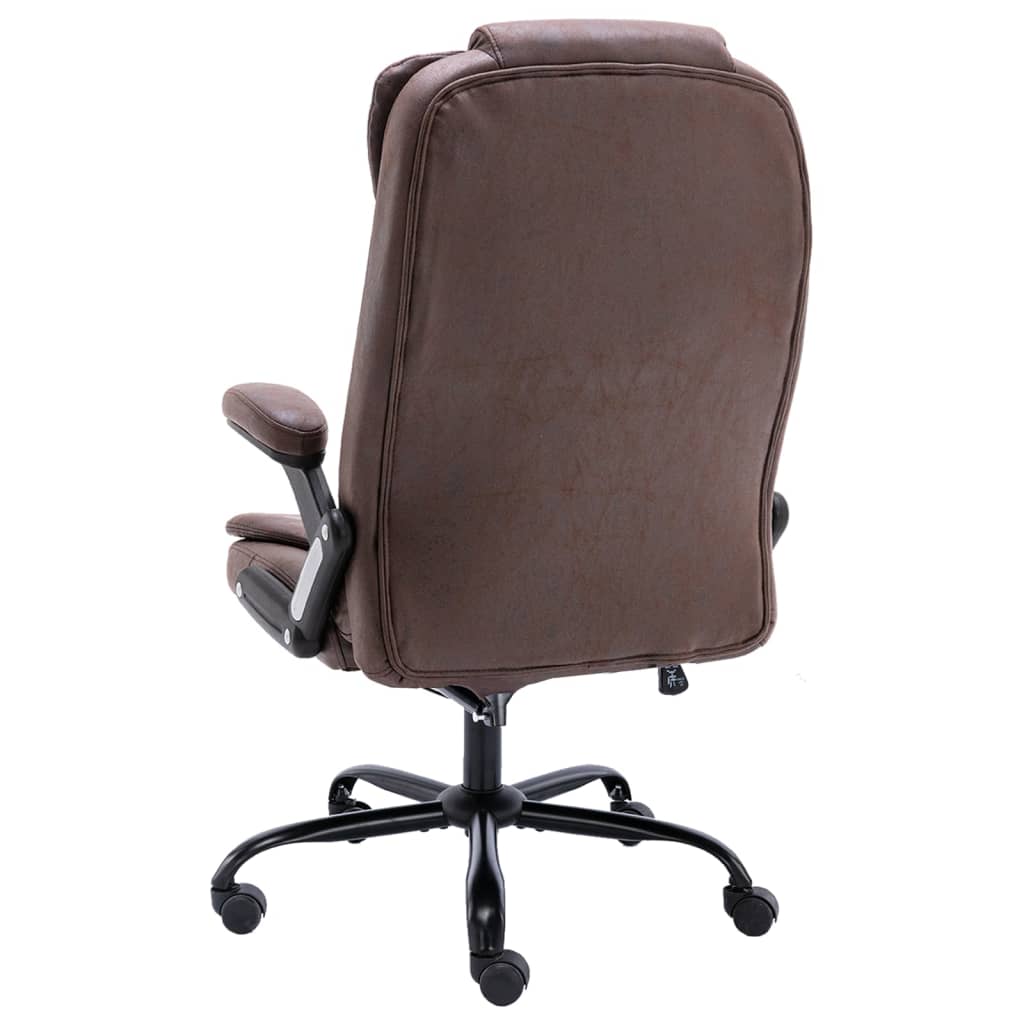 vidaXL Офис стол, тъмнокафяв, изкуствена велурена кожа