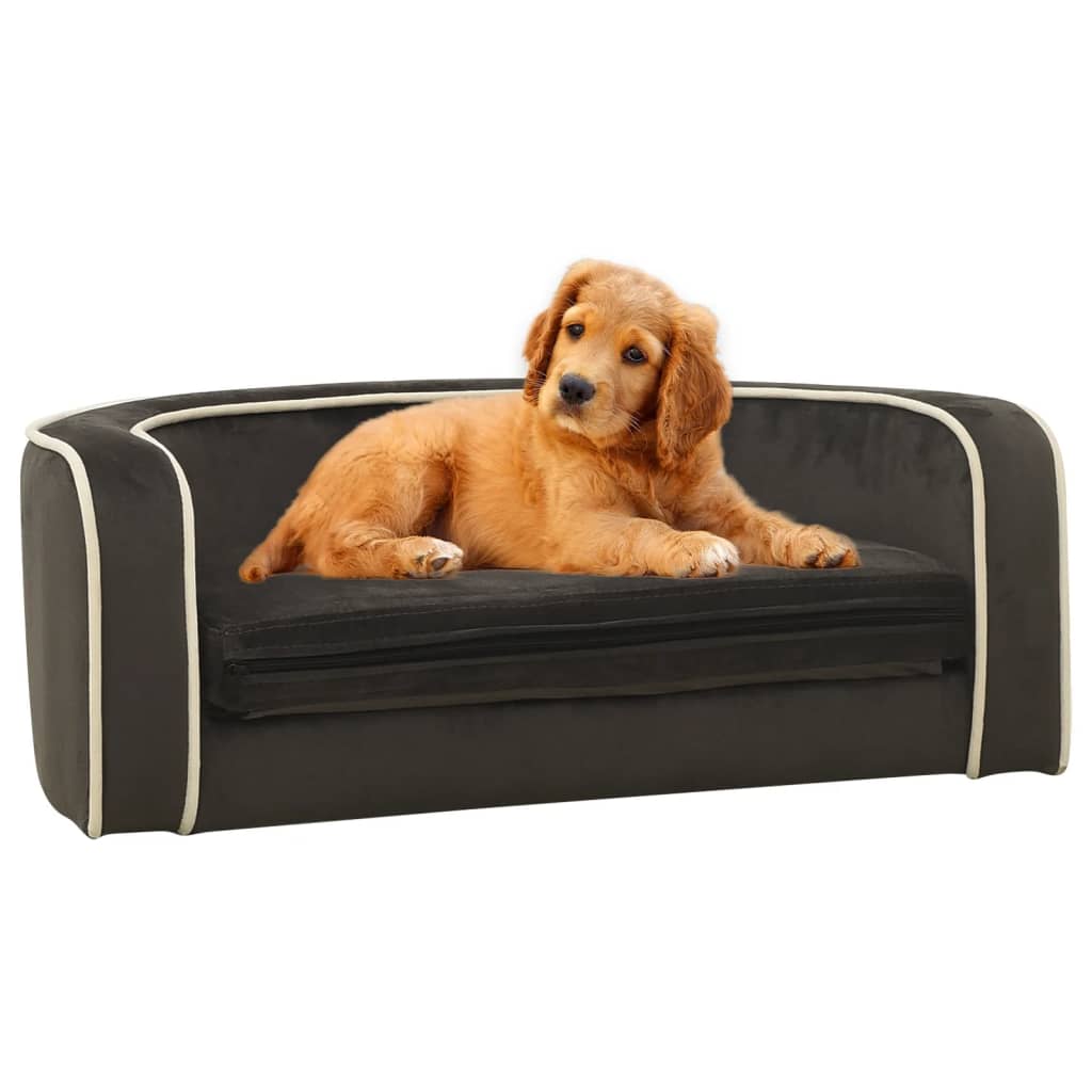 vidaXL Сгъваем кучешки диван, тъмносив, 73x67x26 см, плюш, възглавница