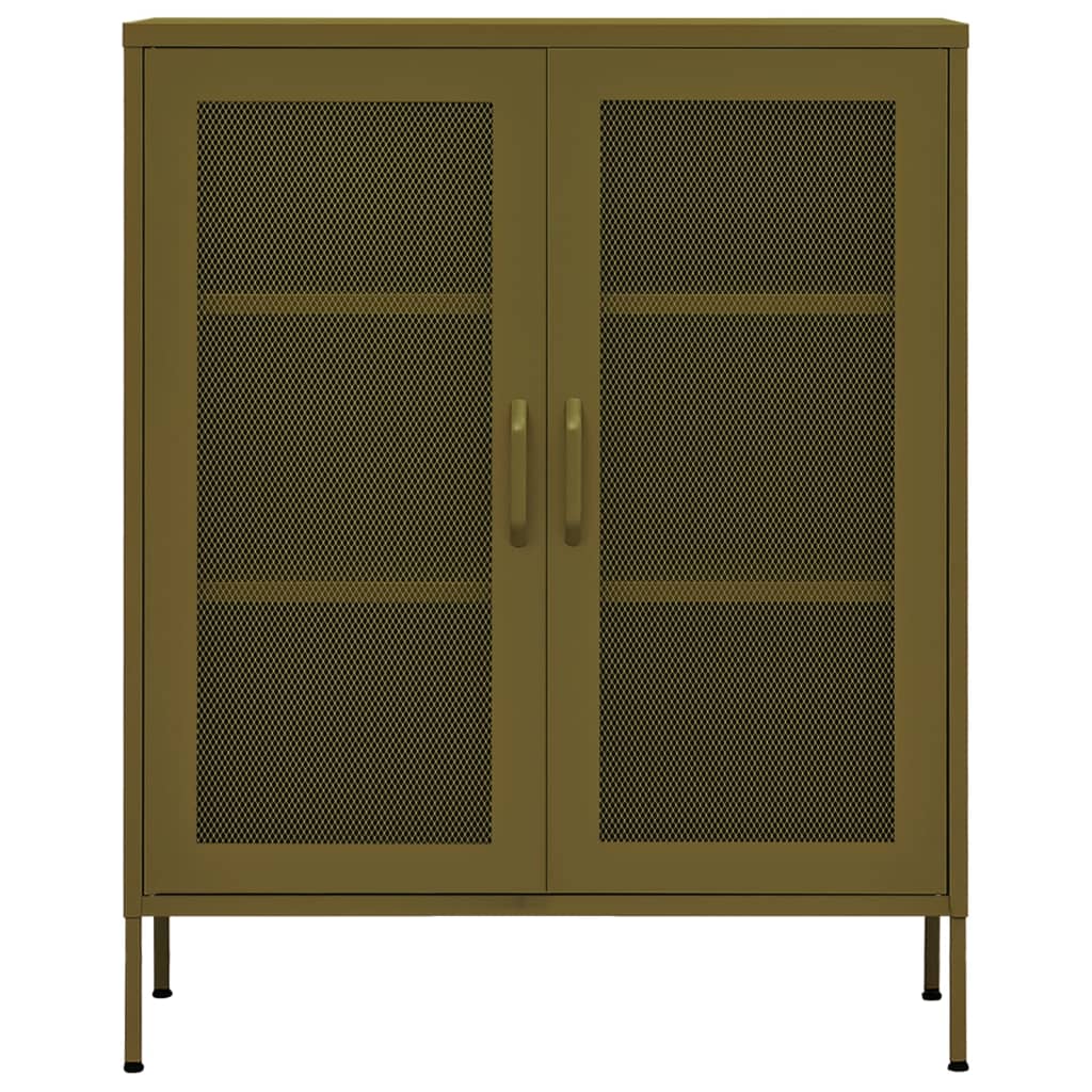 vidaXL Шкаф за съхранение, маслиненозелен, 80х35х101,5 см, стомана