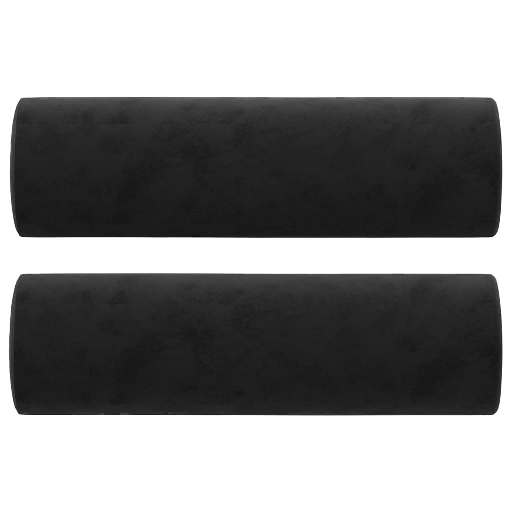 vidaXL Декоративни възглавници, 2 бр, черни, Ø15x50 см, кадифе