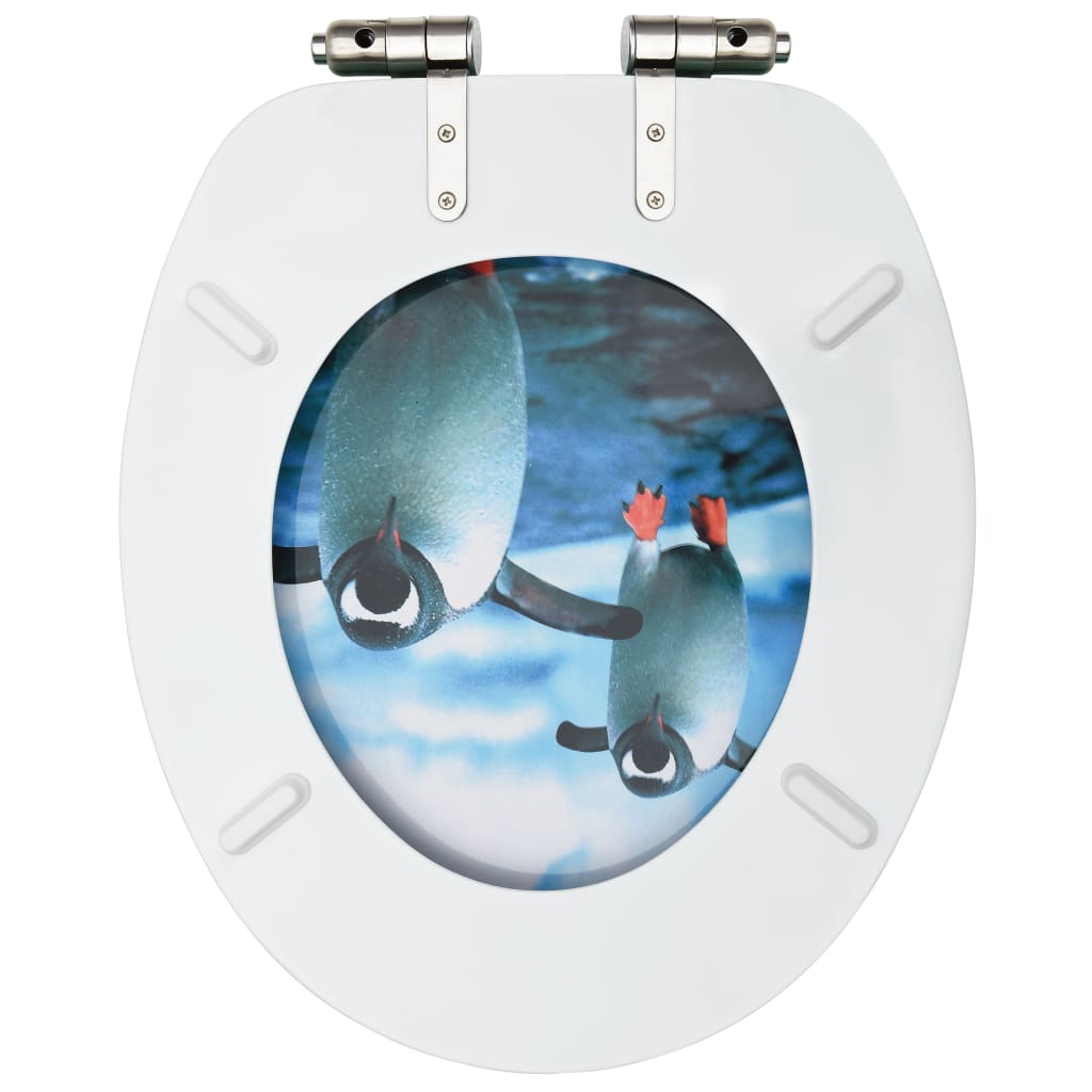 vidaXL Тоалетна седалка капак с плавно затваряне МДФ дизайн пингвини