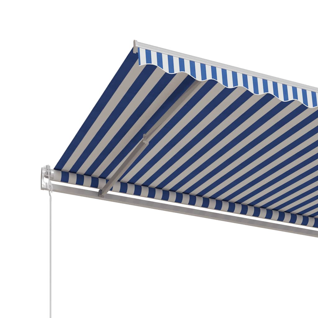 vidaXL Автоматичен прибиращ се сенник, 600x300 см, синьо и бяло