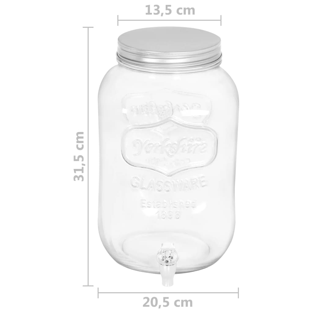 vidaXL Диспенсър за напитки, 8050 мл, стъкло