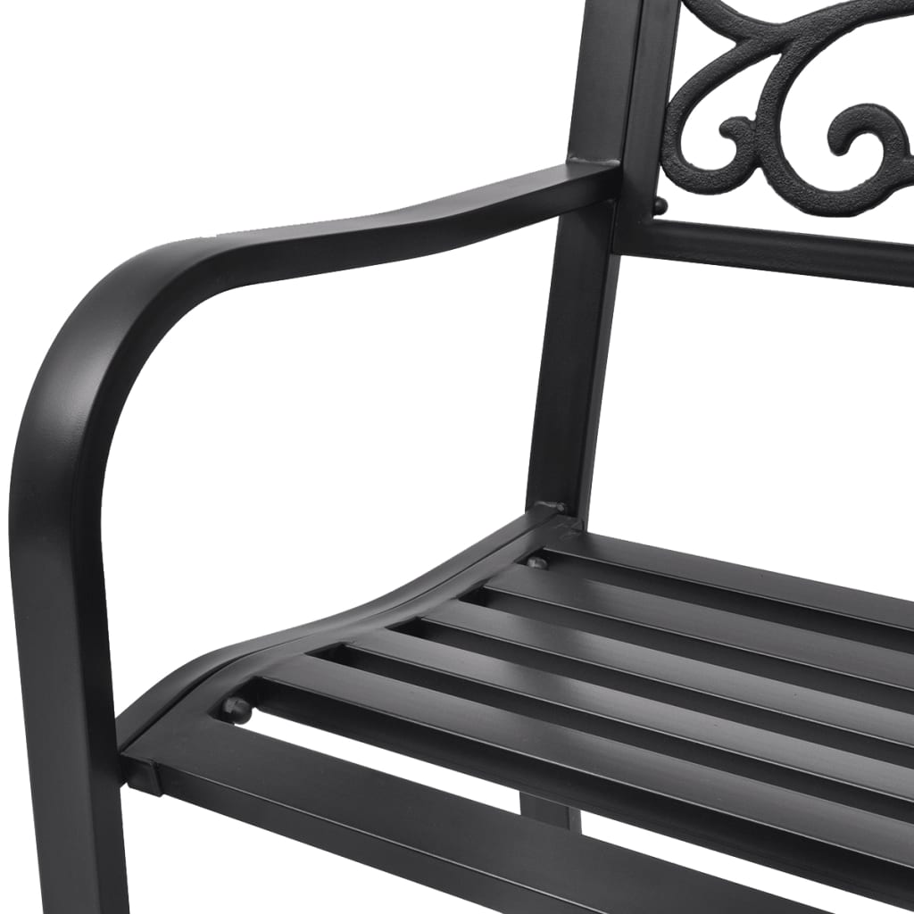 vidaXL Градинска пейка, 127 см, чугунена, черна