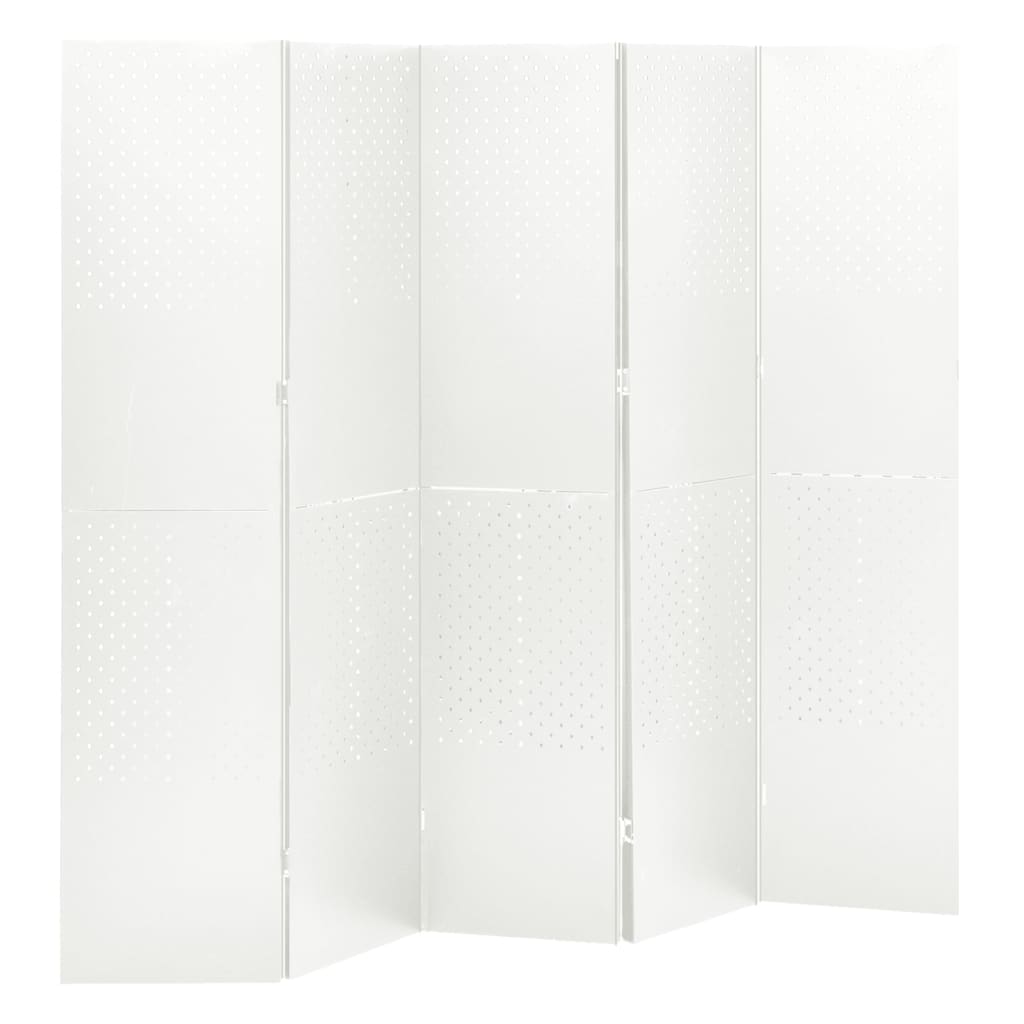 vidaXL 5-панелни паравани за стая, 2 бр, бели, 200x180 см, стомана