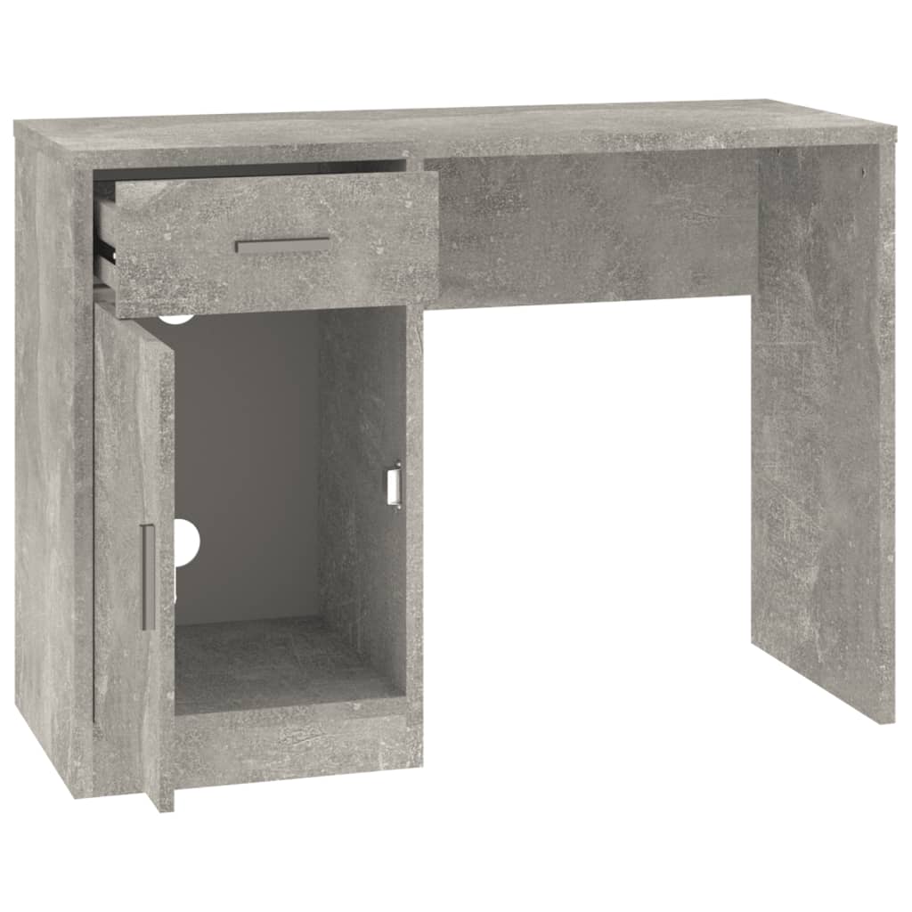 vidaXL Бюро с чекмедже и шкаф бетонно сиво 100x40x73см инженерно дърво