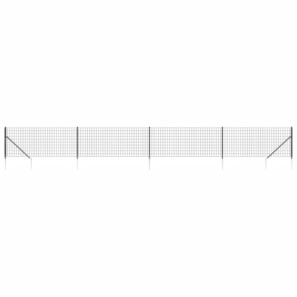 vidaXL Ограда от телена мрежа с шипове, антрацит, 0,8x10 м