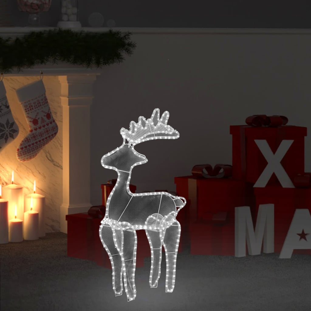 vidaXL Коледна украса северен елен с мрежа, 306 LED, 60x24x89 см