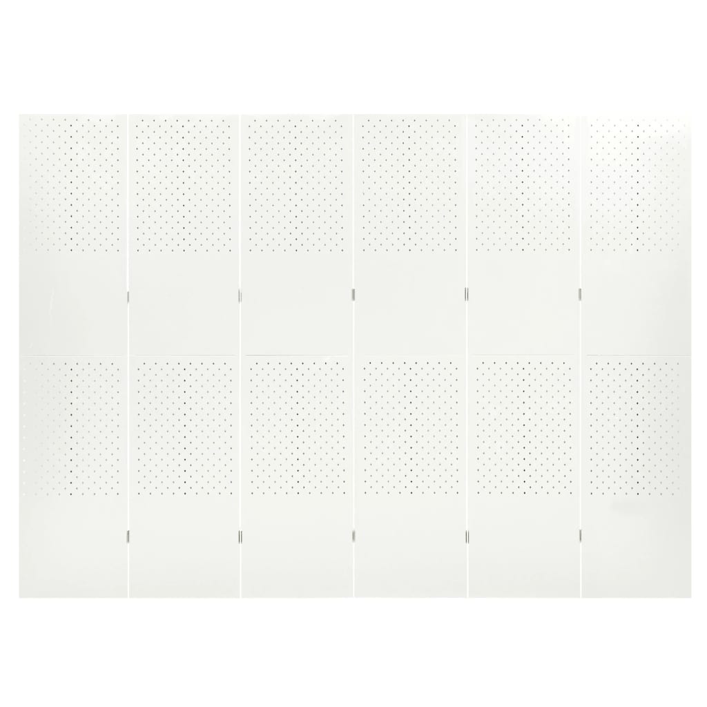vidaXL Параван за стая, 6 панела, бял, 240x180 cм, стомана