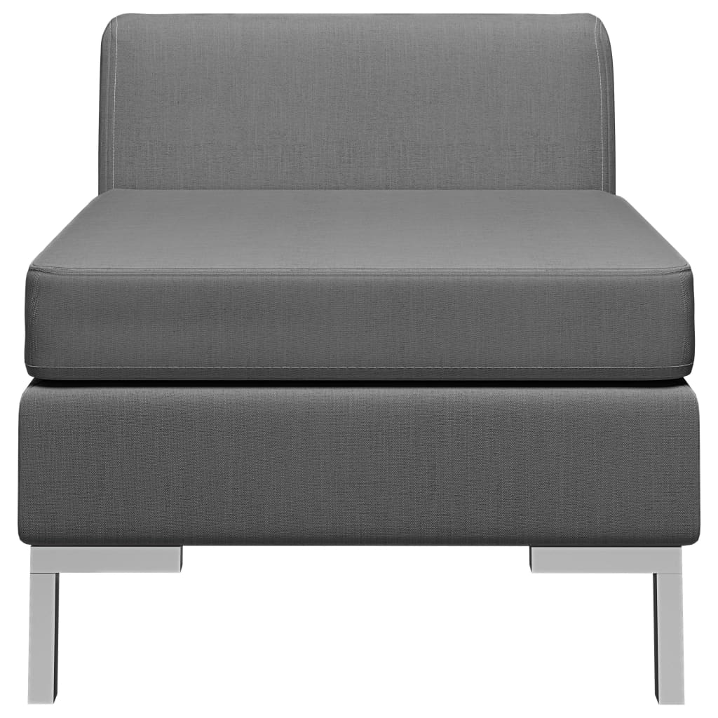vidaXL Модулен среден диван с възглавница, текстил, тъмносив