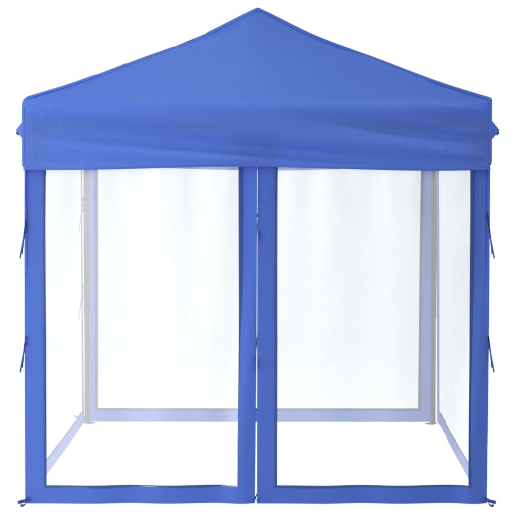 vidaXL Сгъваема парти палатка със странични стени, синя, 2x2 м