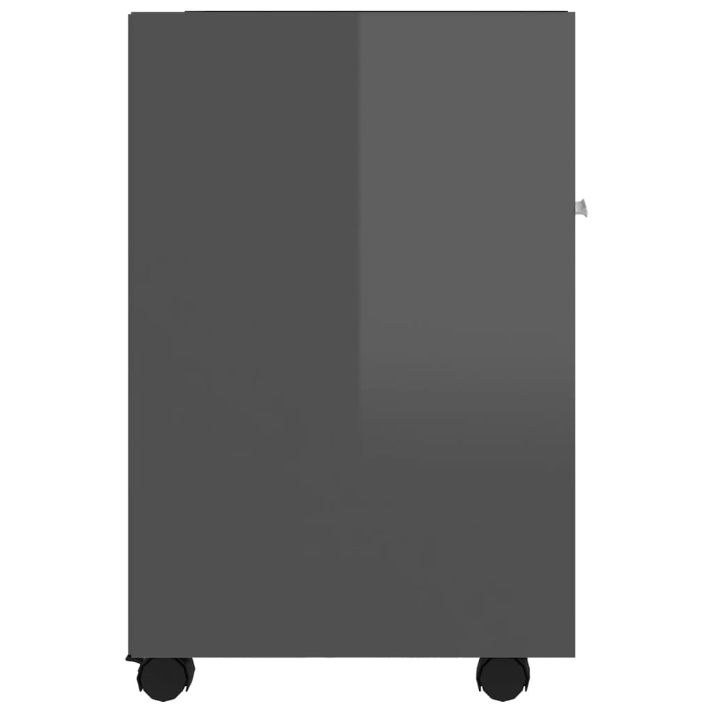 vidaXL Страничен шкаф с колелца, сив гланц, 33x38x60 см, ПДЧ