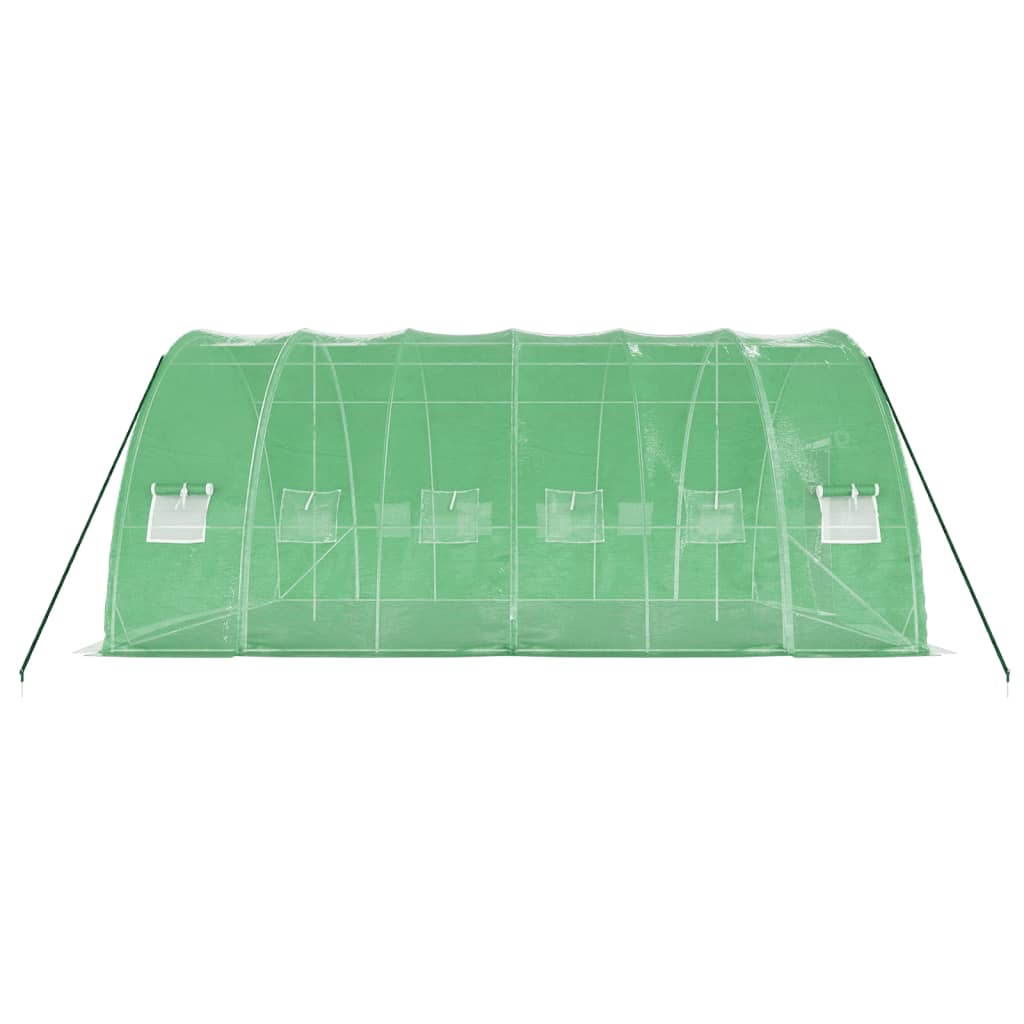 vidaXL Оранжерия със стоманена рамка зелена 36 м² 6x6x2,85 м