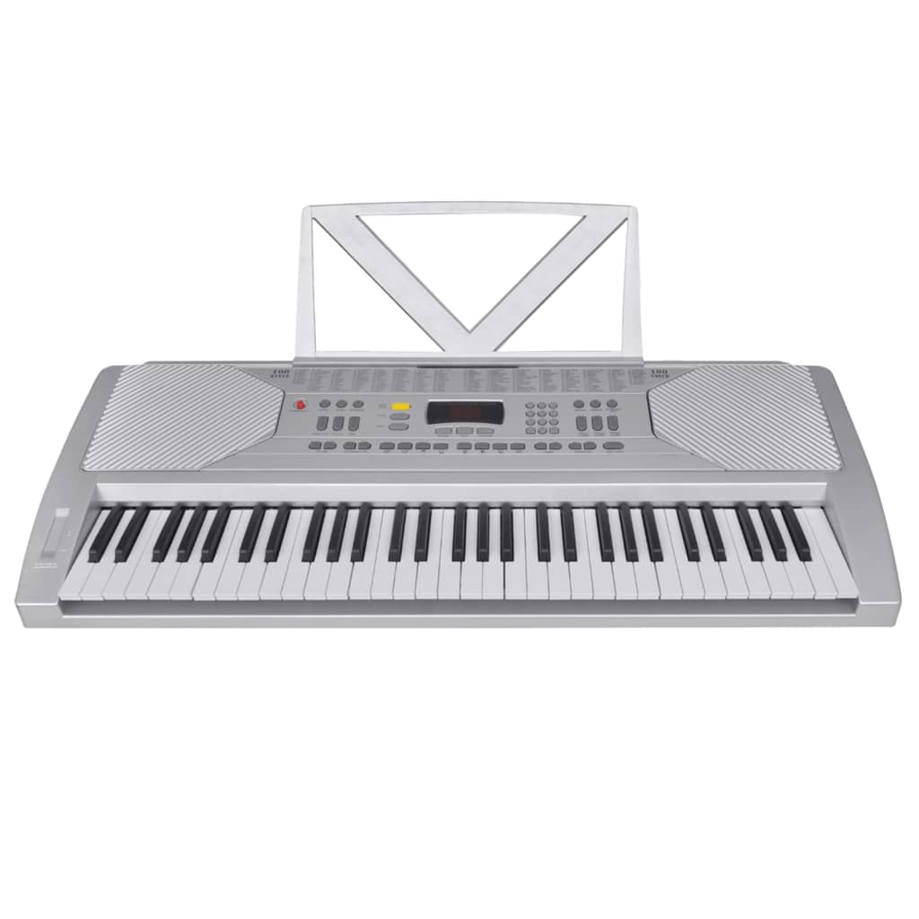 vidaXL Комплект електрически кийборд с 61 клавиша сребристо и черно