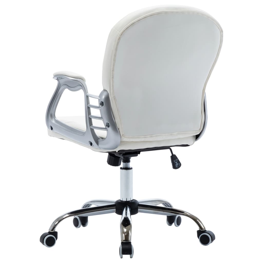 vidaXL Въртящ офис стол, бял, изкуствена кожа