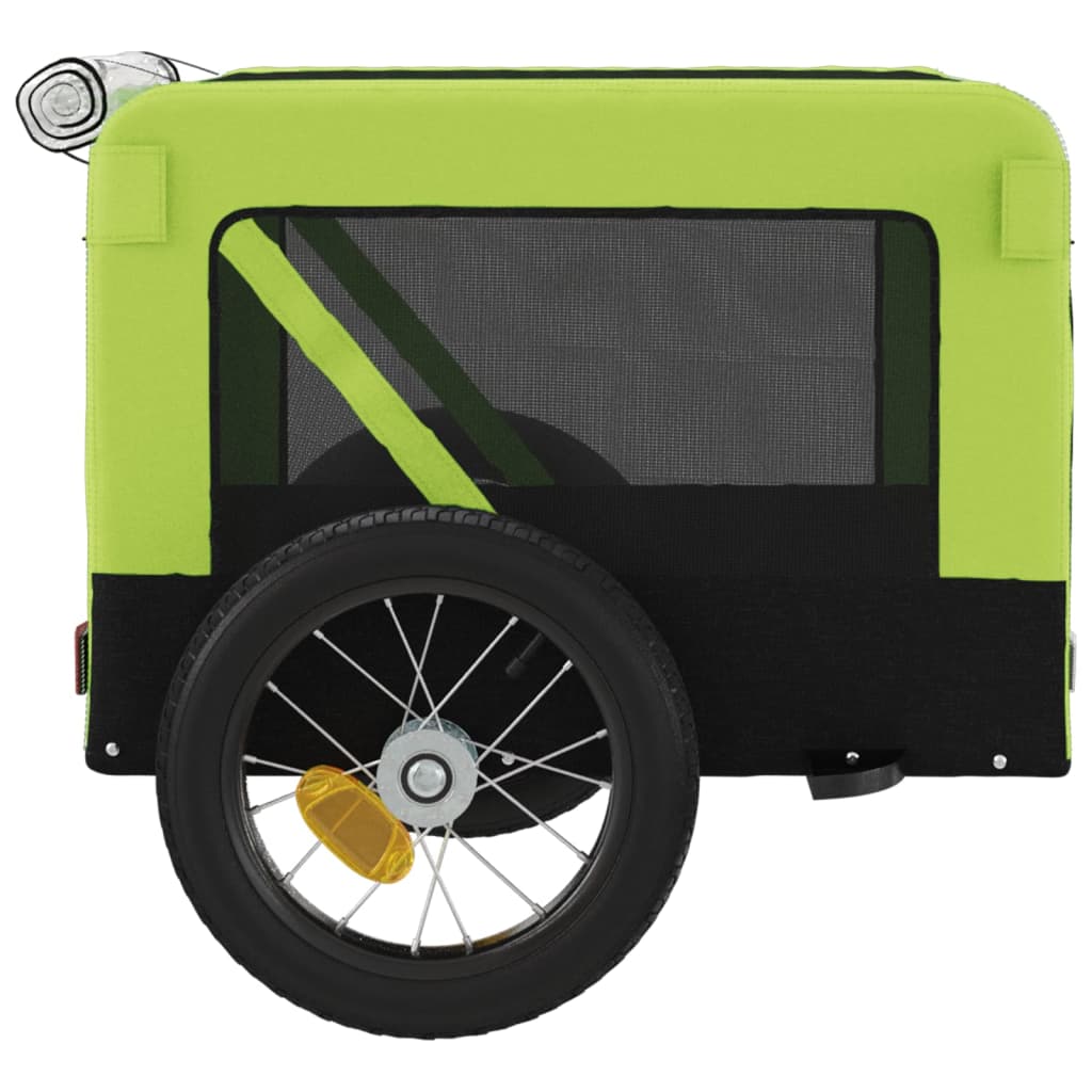 vidaXL Ремарке за колело за любимци зелено черно Оксфорд плат и желязо