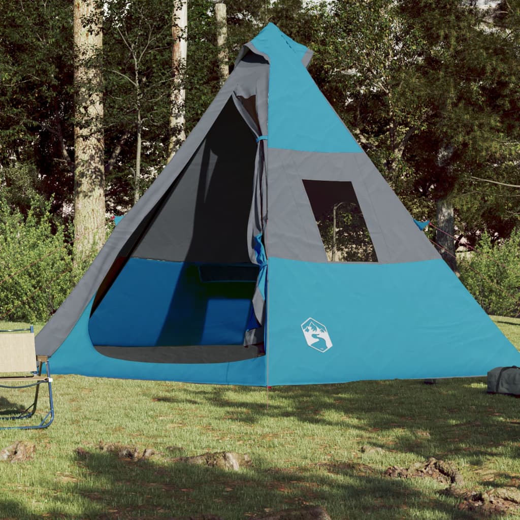 vidaXL Къмпинг палатка типи, 7-местна, синя, водоустойчива