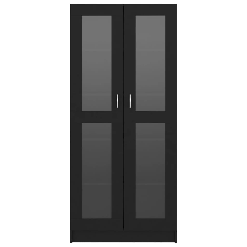 vidaXL Шкаф витрина, черен, 82,5x30,5x185,5 см, ПДЧ