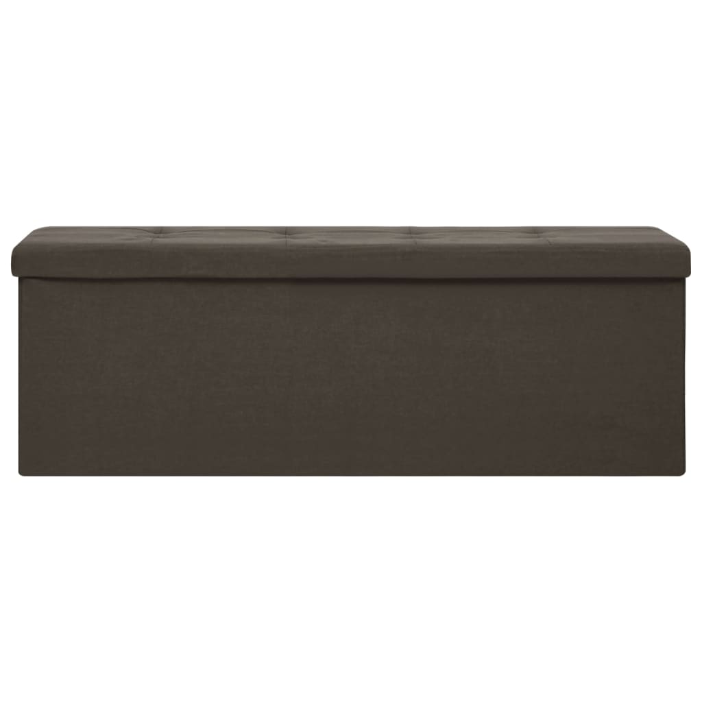 vidaXL Сгъваема пейка за съхранение, тъмнокафява, изкуствен лен