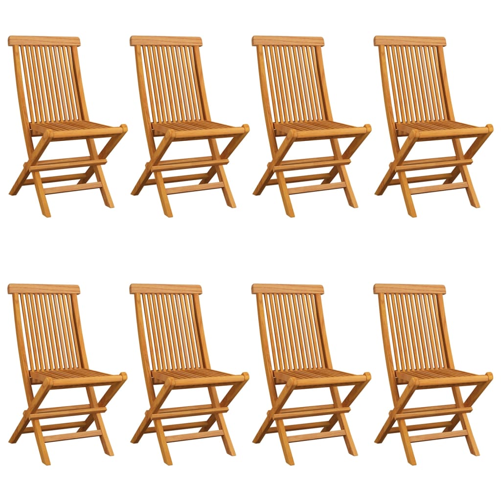 vidaXL Градински столове с бежови възглавници 8 бр тиково дърво масив