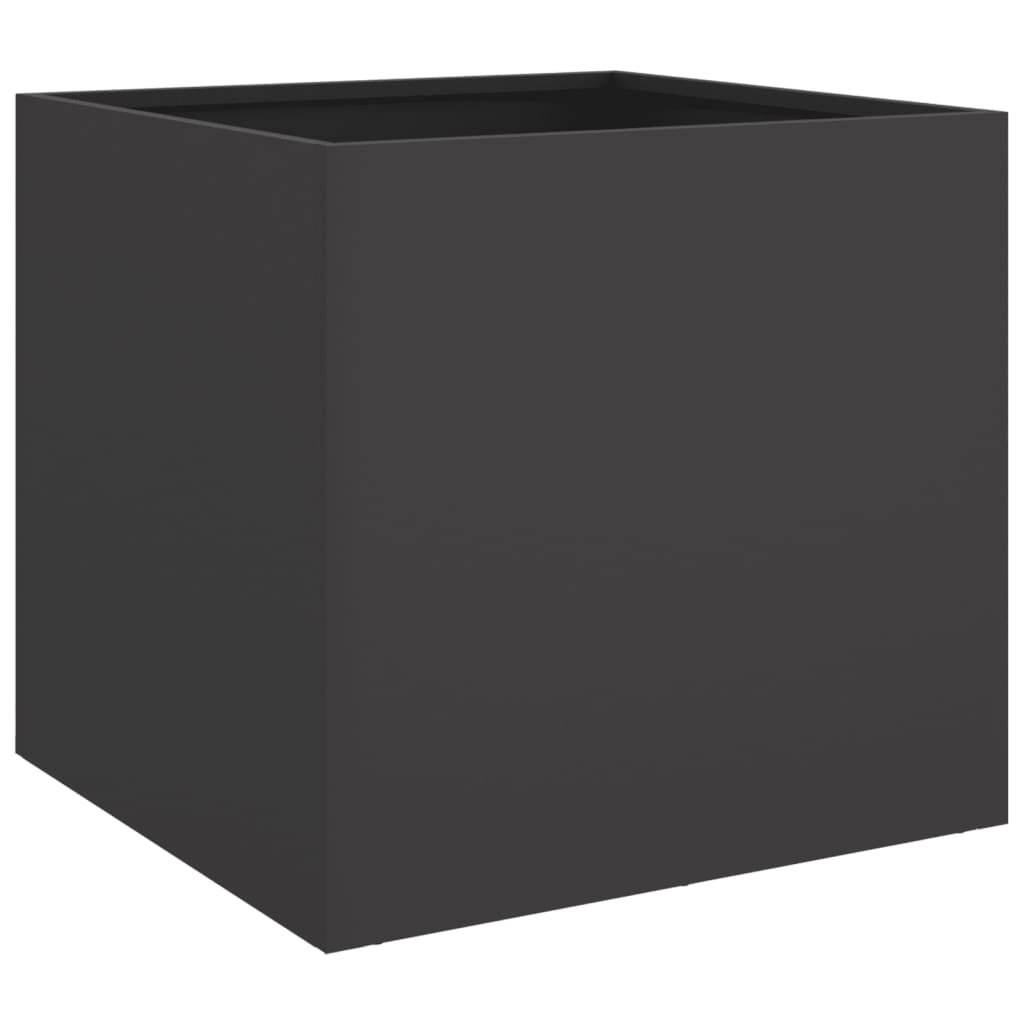 vidaXL Кашпа, черна, 42x40x39 см, студеновалцувана стомана