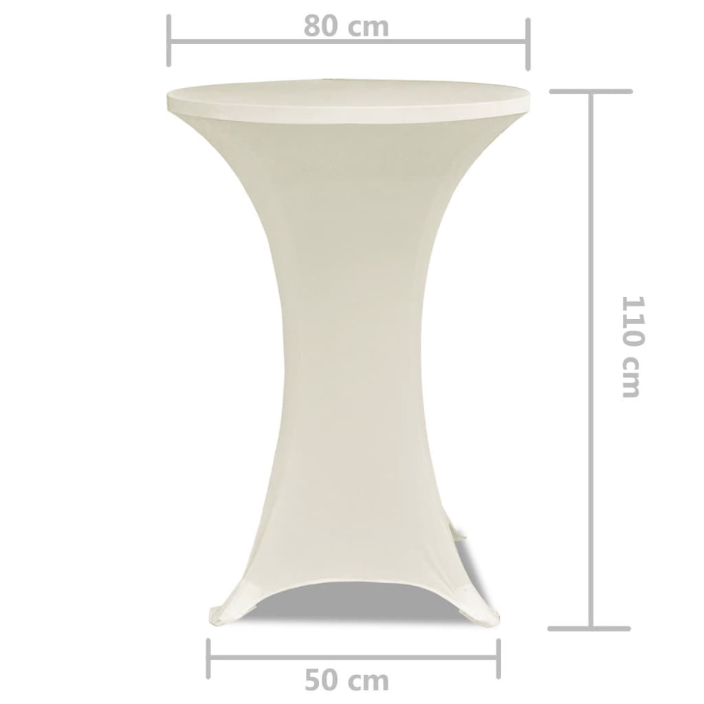 Еластични покривки за бар маси, диаметър 80 см, кремави – 2 броя