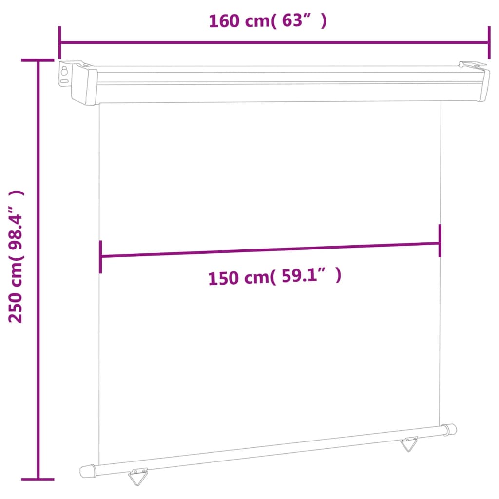 vidaXL Вертикална тента за балкон, 160x250 см, черна