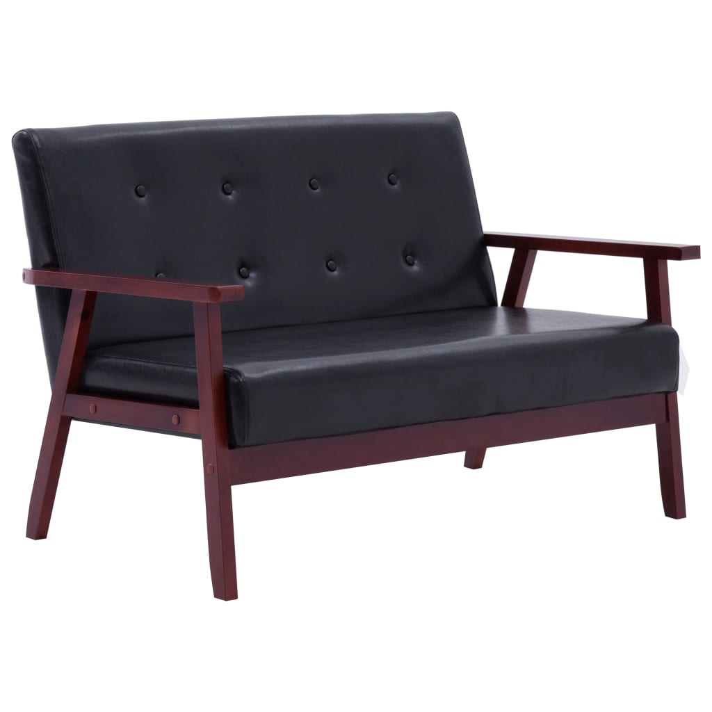 vidaXL 2-местен диван, черен, изкуствена кожа