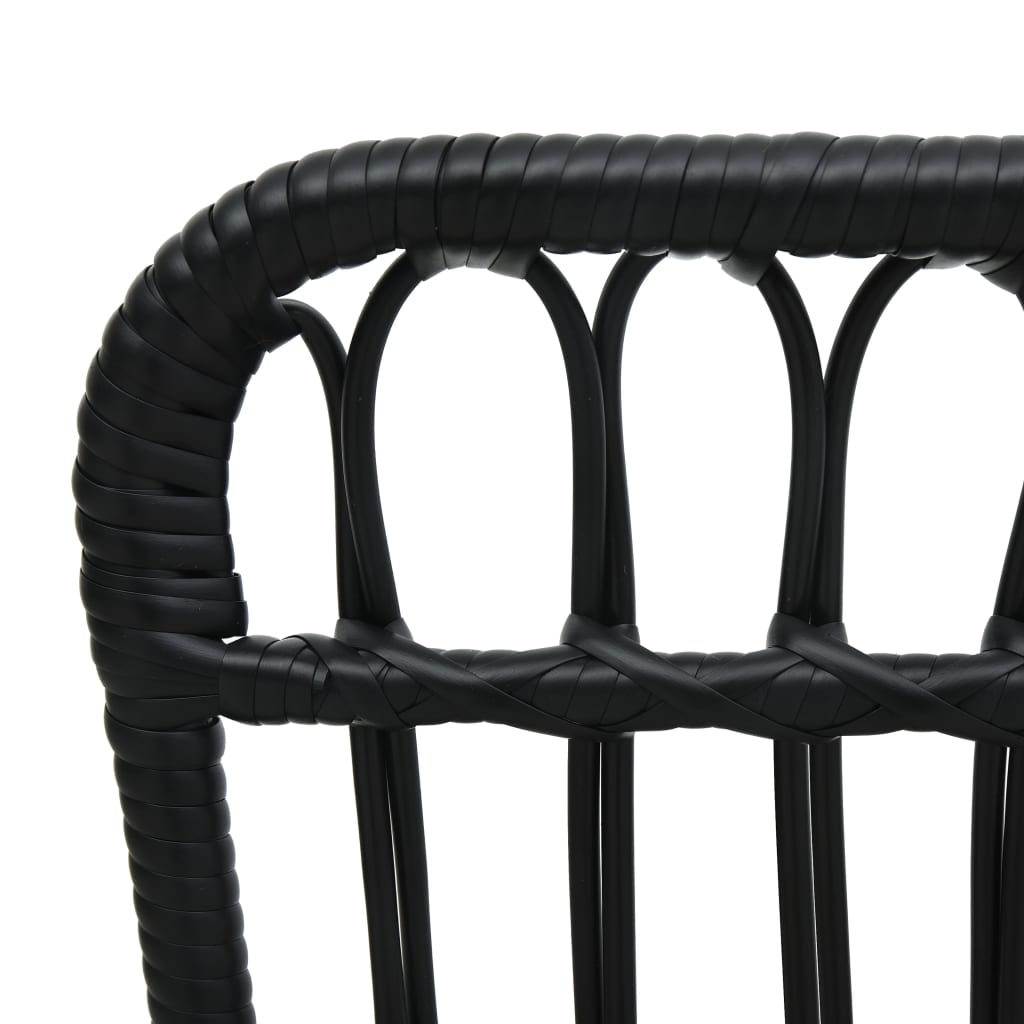 vidaXL Градински стол, полиратан, черен