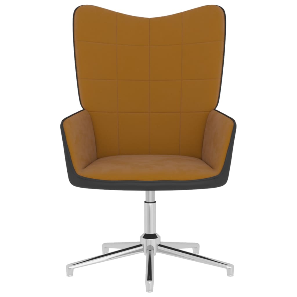 vidaXL Релаксиращ стол, кафяв, кадифе и PVC