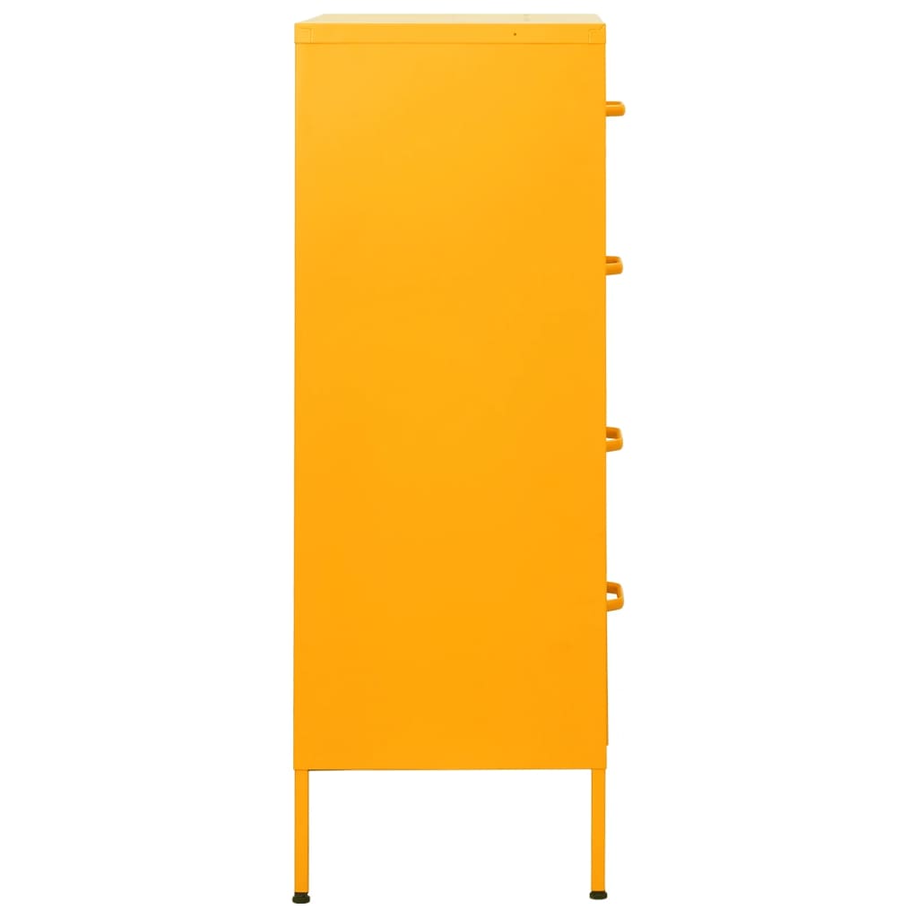vidaXL Шкаф с чекмеджета, горчица жълто, 80х35х101,5 см, стомана