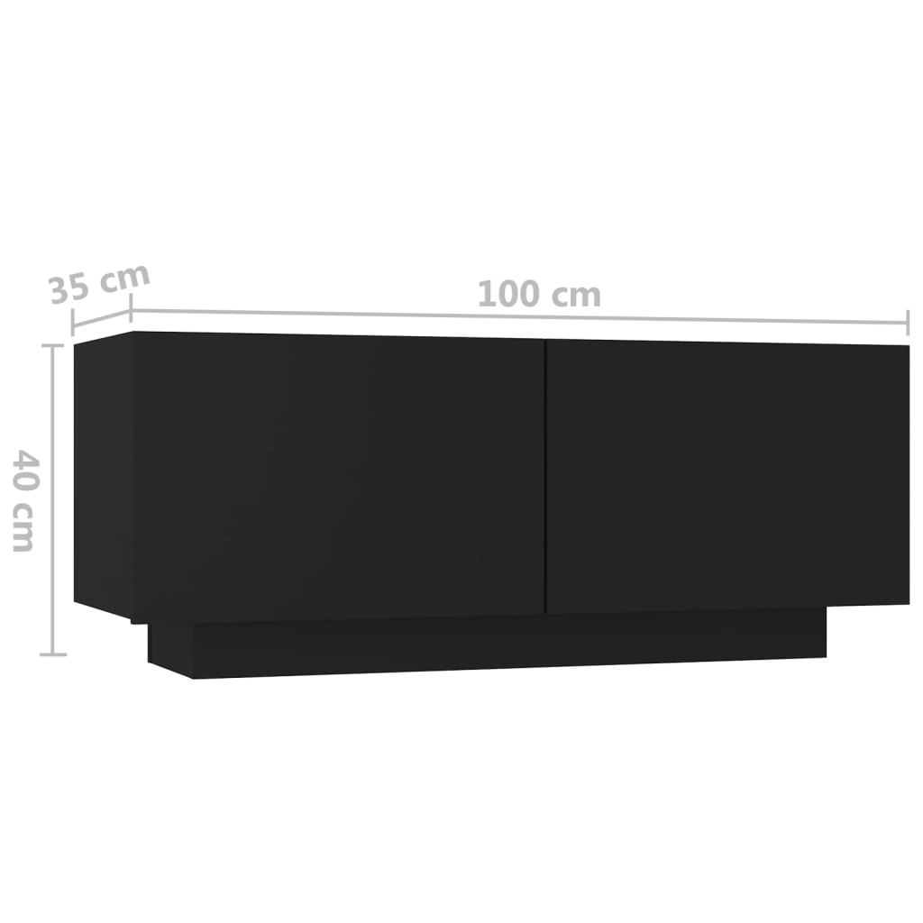 vidaXL Нощно шкафче, черно, 100x35x40 см, ПДЧ