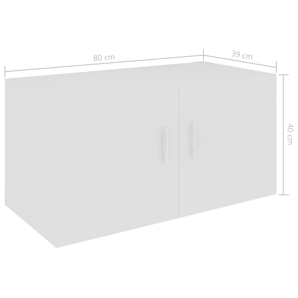 vidaXL Шкаф за стена, бял, 80x39x40 см, ПДЧ