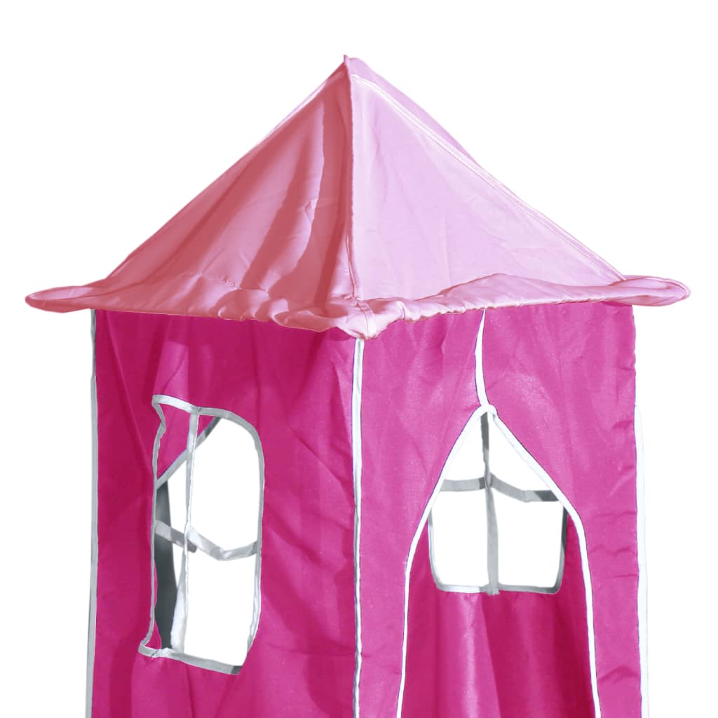 vidaXL Детско високо легло с кула, розово, 80x200 см, бор масив