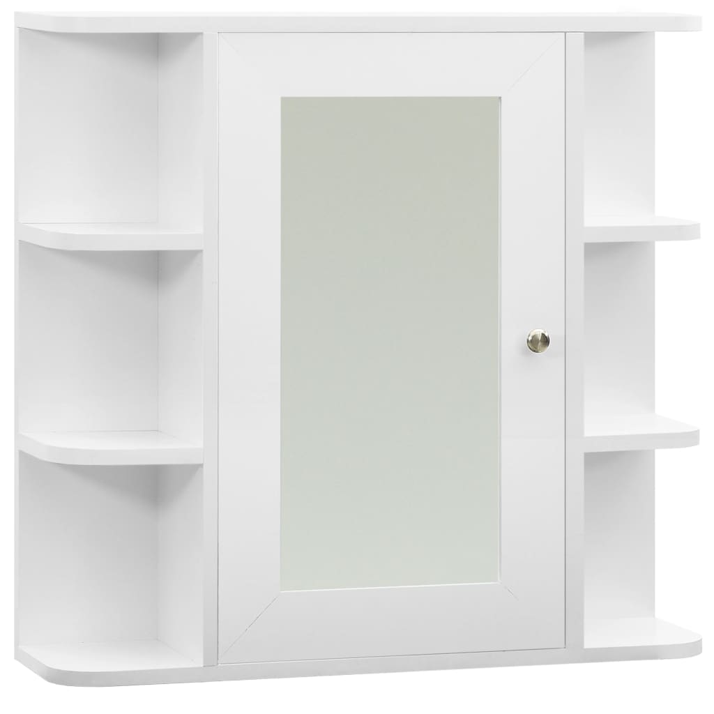 vidaXL Шкаф с огледало за баня, бял, 66x17x63 см, МДФ