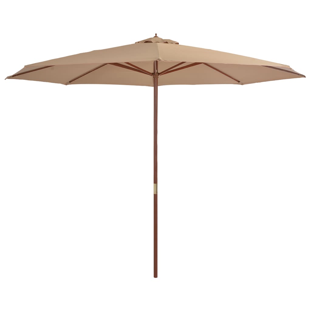 vidaXL Градински чадър с дървен прът, 350 см, таупе