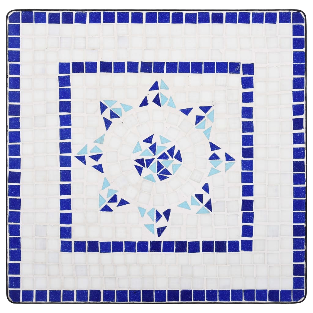 vidaXL Мозаечна бистро маса, синьо и бяло, 60 см, керамика