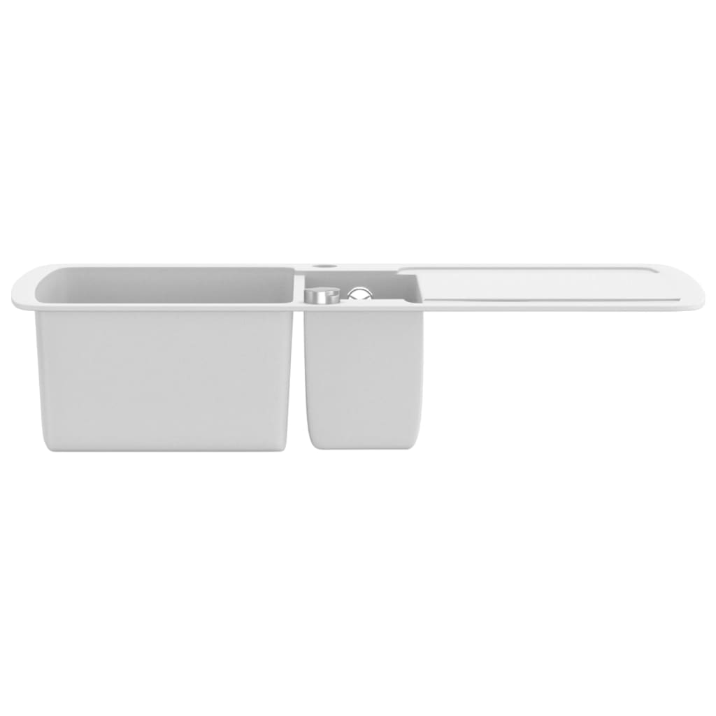 vidaXL Гранитна кухненска мивка с две корита, бяла