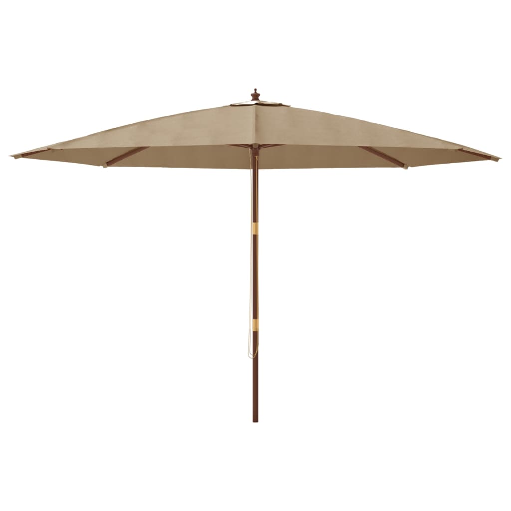 vidaXL Градински чадър с дървен прът, таупе, 400x273 см