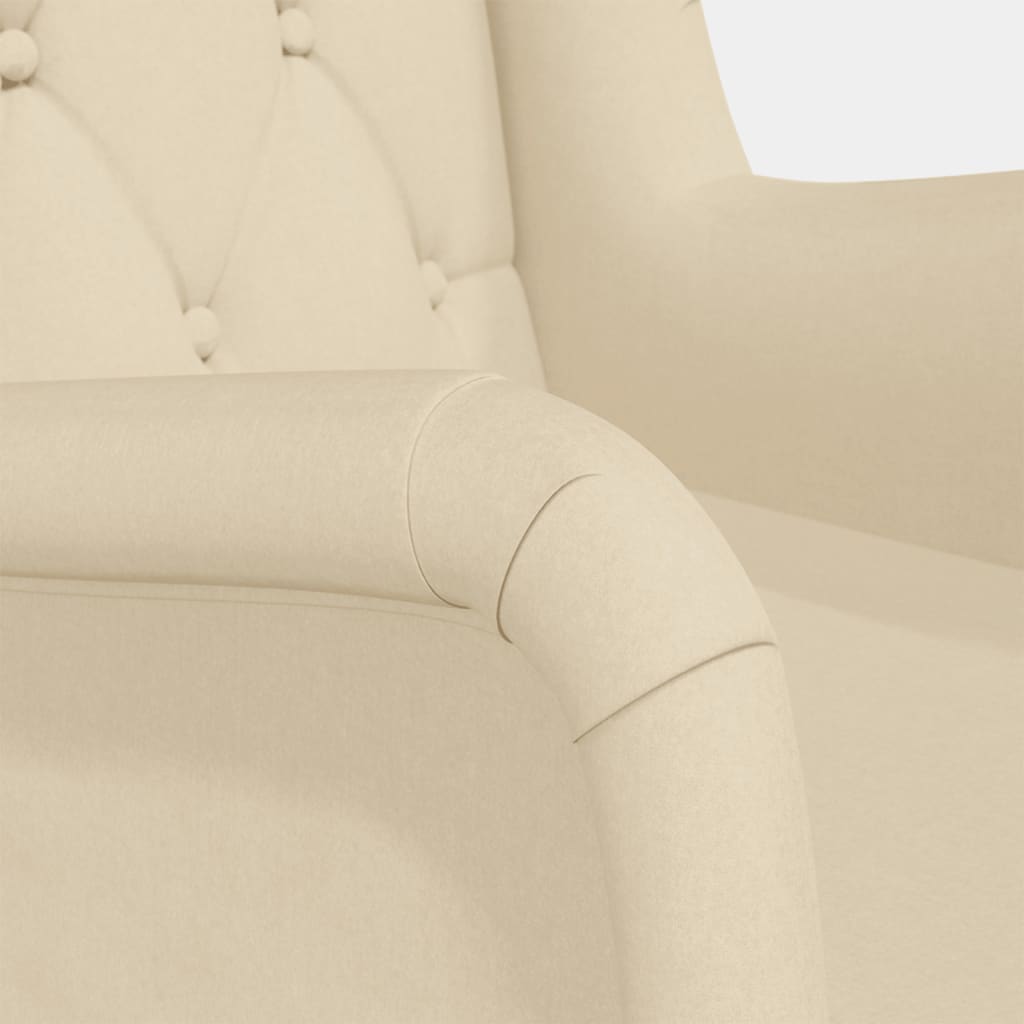 vidaXL Люлеещ фотьойл с крака от каучук масив, кремав, текстил