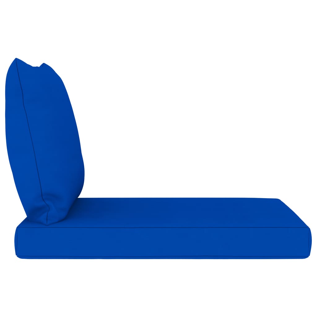 vidaXL Градински 3-местен диван от палети със сини възглавници бор