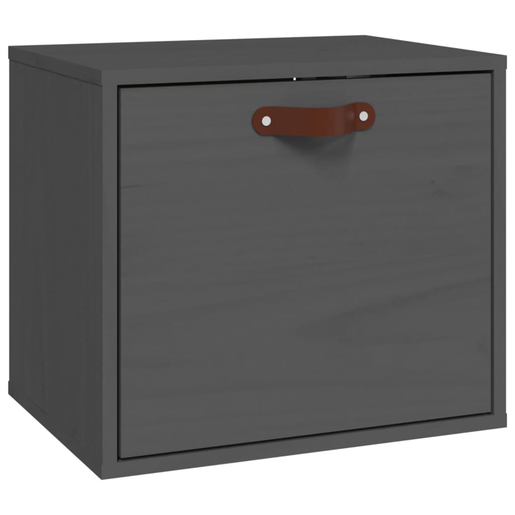 vidaXL Стенен шкаф, сив, 40x30x35 см, борово дърво масив