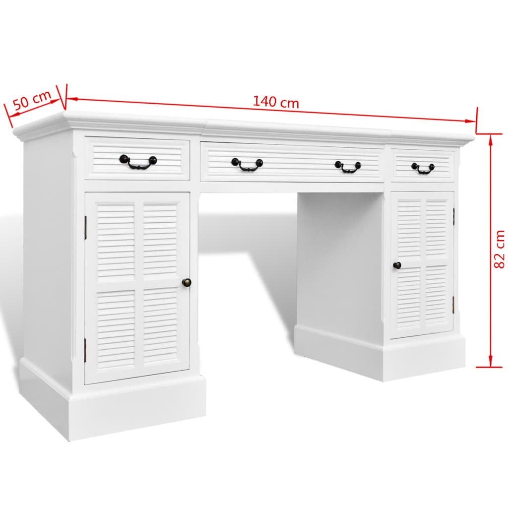 Бяло елегантно бюро с шкафове и чекмеджета